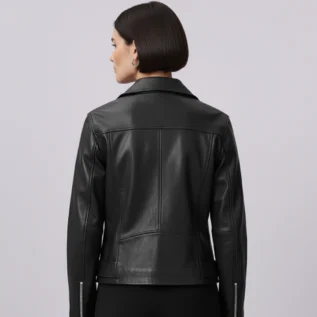 Billie Relaxed Fit Leather Biker Jacket back