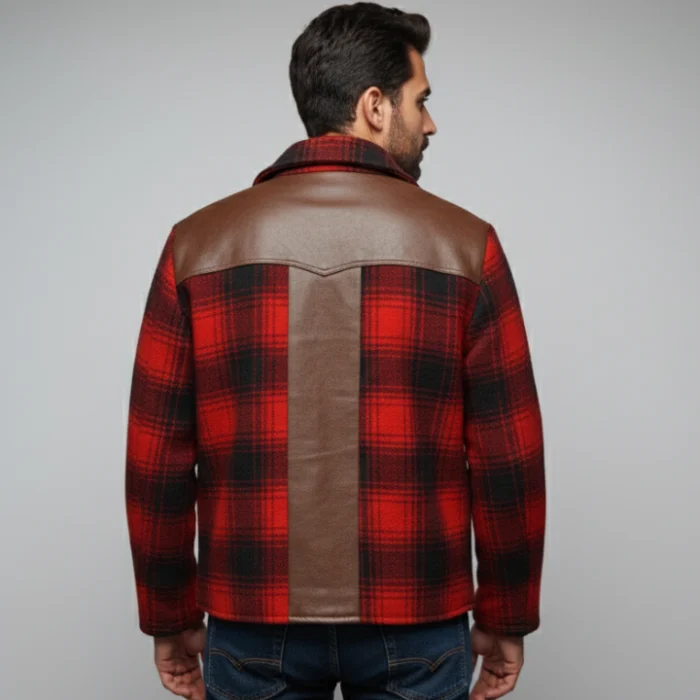 Aero-Leather-Buffalo-Check-Wool-and-Leather-Half-Belt-back-side Aero-Leather-Buffalo-Check-Wool-and-Leather-Half-Belt-back-side