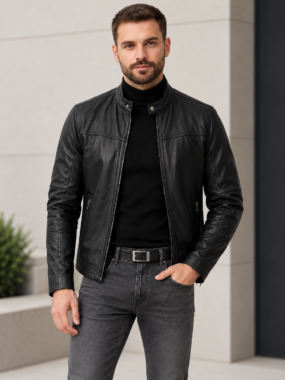 Biker-leather-jacket-front