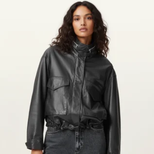 Clay-Funnel-Neck-Cropped-Leather-Jacket-front-side