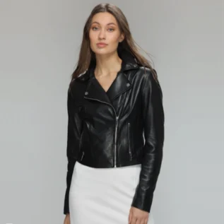 DARIA - Genuine-utter-Soft-Lamb-Leather-Biker-Jacket-front-side