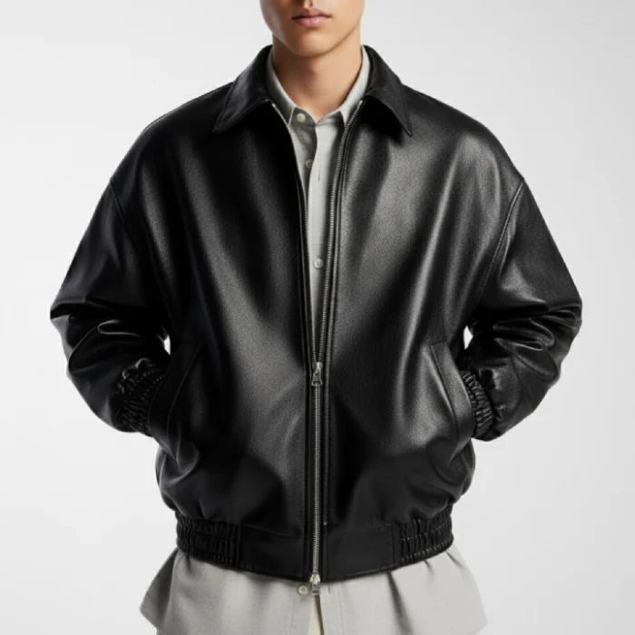 Faux-leather-jacket Front-Side