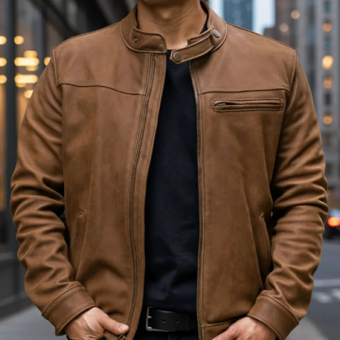 Men's-Roadster-Jacket-In-Burnt-Copper-Leather-front-side