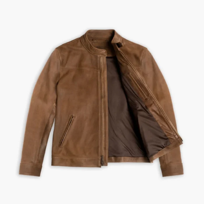 Men's-Roadster-Jacket-In-Burnt-Copper-Leather-open-front-side