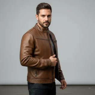 Men's-Roadster-Jacket-In-Tan-Walnut-Leather-side-post