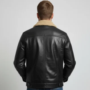 Schott-NYC-Men's-Buffalo-Leather-Trucker-Jacket-with-Sheepskin-Collar-back-side