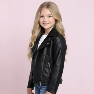 Black-Party-Winter-Leather-Jacket-For-Kids-right-side