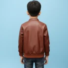 Brown-Winter-Leather-Jacket-For-Kids-back