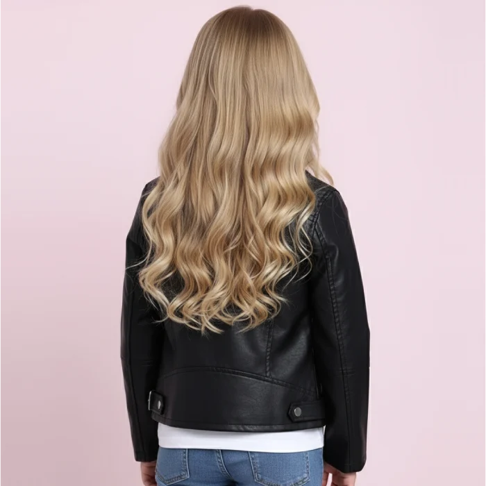 Black-Party-Winter-Leather-Jacket-For-Kids-back
