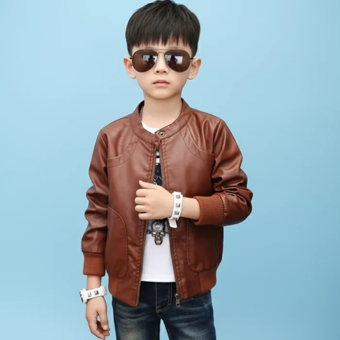 Brown-Winter-Leather-Jacket-For-Kids-front