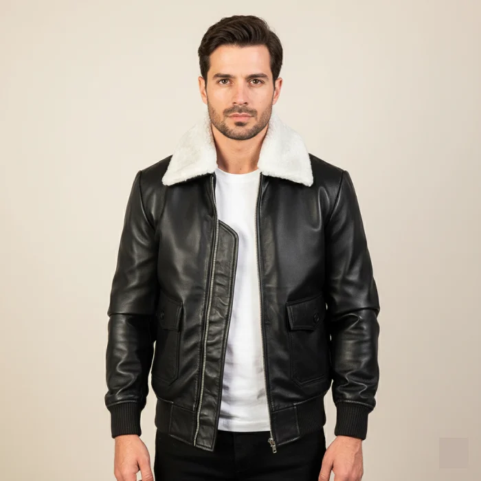 Airin-G-1-Black-&-White-Leather-Bomber-Jacket-front