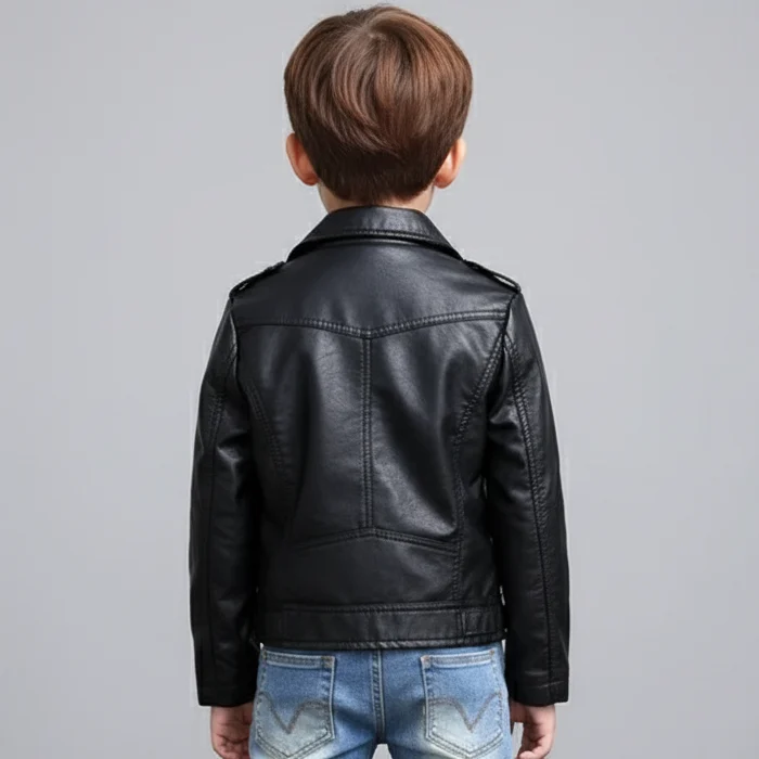 Black-Biker-Leather-Jaket-For-Kids-back