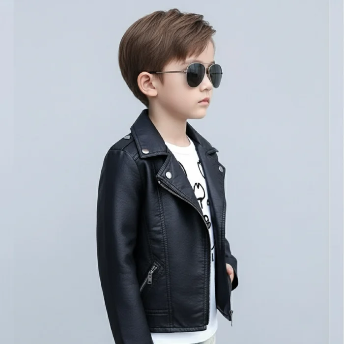 Black-Biker-Leather-Jaket-For-Kids-side