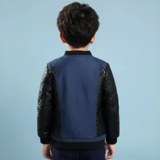Black-Brown-StylishParty-Winter-Leather-Jacket-For-Kids-back