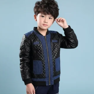 Black-Brown-StylishParty-Winter-Leather-Jacket-For-Kids-front