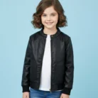 Black-Casual-Party-Winter-Leather-Jacket-For-Kids-front