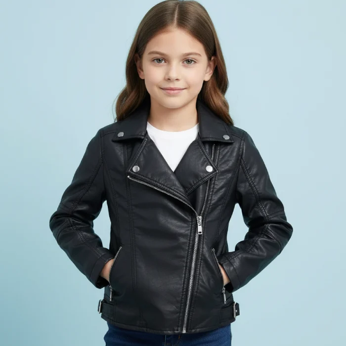 Black-Party-Winter-Unique-Leather-Jacket-For-Kids-front