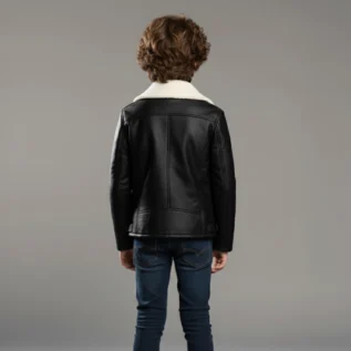 Black-Winter-Leather-Jacket-For-Kids-back