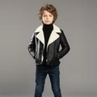Black-Winter-Leather-Jacket-For-Kids-front