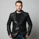 Black-leather-blazer-front
