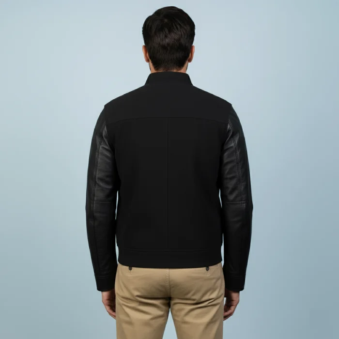 Blain-Black-Hybrid-Bomber-Jacket-back Blain-Black-Hybrid-Bomber-Jacket-back