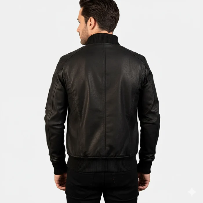 Bomia-Ma-1-Distressed-Black-Leather-Bomber-Jacket-back Bomia-Ma-1-Distressed-Black-Leather-Bomber-Jacket-back