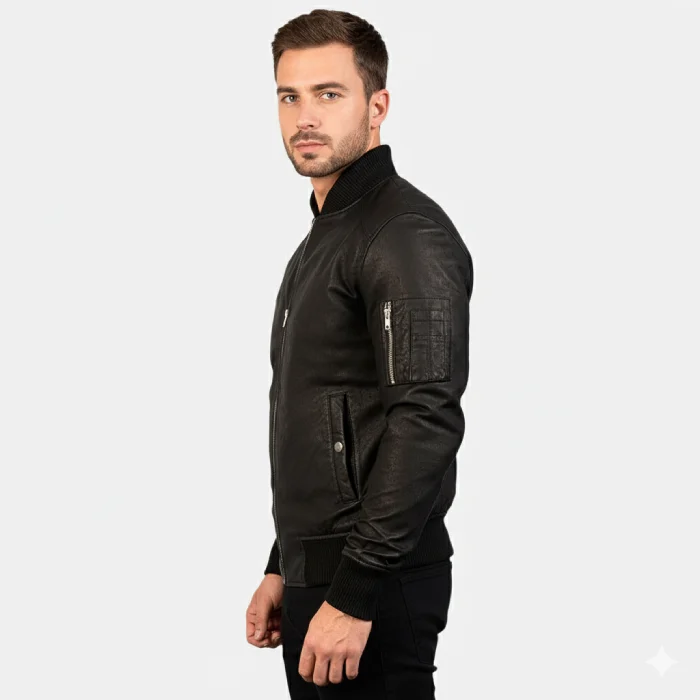 Bomia-Ma-1-Distressed-Black-Leather-Bomber-Jacket-side Bomia-Ma-1-Distressed-Black-Leather-Bomber-Jacket-side