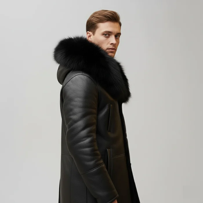 Cody's-shearling-trench-coat-with-Fox-Fur-trims-side Cody's-shearling-trench-coat-with-Fox-Fur-trims-side