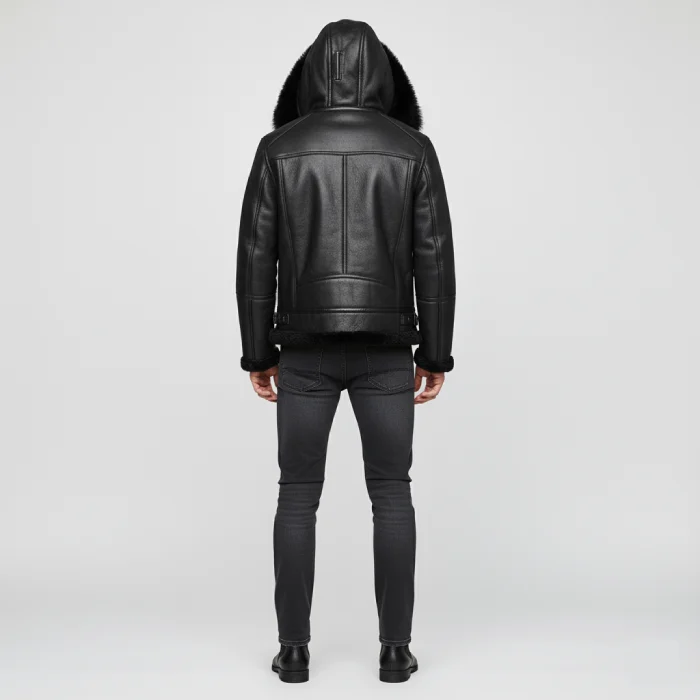 Felix-black-bomber-shearling-jacket-with-hoodie-back Felix-black-bomber-shearling-jacket-with-hoodie-back