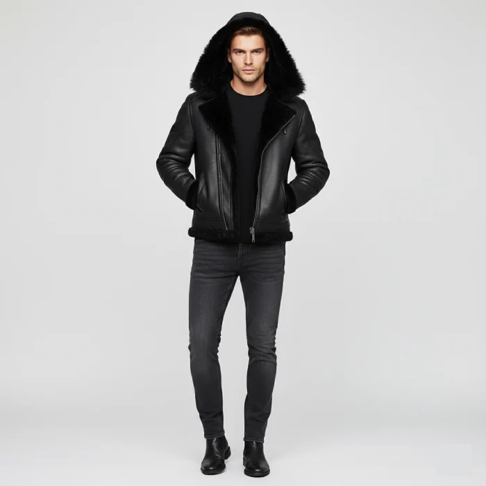 Felix-black-bomber-shearling-jacket-with-hoodie-front Felix-black-bomber-shearling-jacket-with-hoodie-front