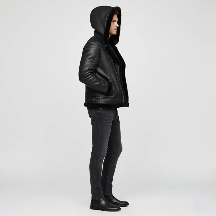 Felix-black-bomber-shearling-jacket-with-hoodie-side Felix-black-bomber-shearling-jacket-with-hoodie-side