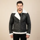 Francis-B-3-Distressed-Black-Leather-Bomber-Jacket-front