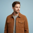 Men's-Brown-Suede-Leather-Cowboy-Western-Jacket-front