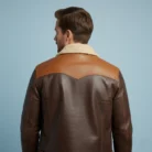 Mens-Chocolate-Brown-Western-Suede-Leather-Bomber-Jacket-back
