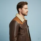 Mens-Chocolate-Brown-Western-Suede-Leather-Bomber-Jacket-side
