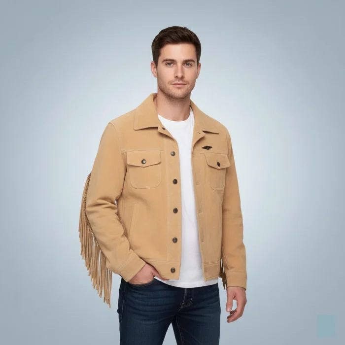 New-Mens-Native-American-Western-Brown-Leather-Jacket-front