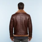 Phan's-Brown-Aviator-bomber-shearling-jacket-with-a-waist-belt-back