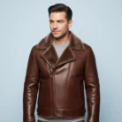 Carters-Mateo-Brown-Biker-bomber-shearling-jacket-with-lapels-front