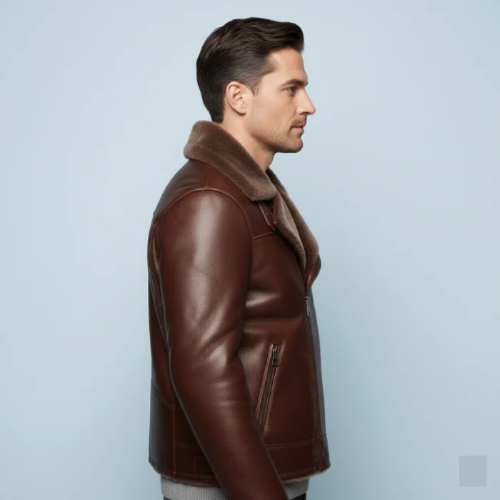 Carters-Mateo-Brown-Biker-bomber-shearling-jacket-with-lapels-side Carters-Mateo-Brown-Biker-bomber-shearling-jacket-with-lapels-side