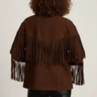 Vintage Brown Western Bhoemian Fringe Suede Leather Jacket: Western style,Gift for her back