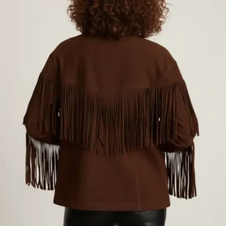 Vintage Brown Western Bhoemian Fringe Suede Leather Jacket: Western style,Gift for her back