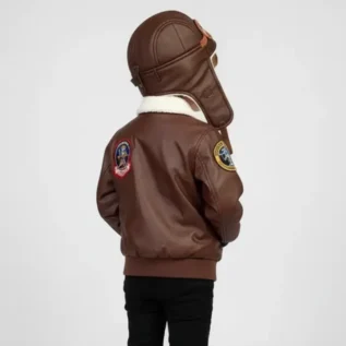 Aviator Brown-CostumeBaby Pilot JacketCaptain Pilot Helmet-Flight Suit-Halloween Infant Suit back