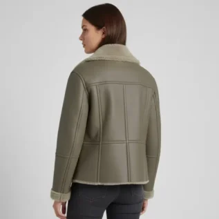 B3 Women Flying Aviator Real Fur Leather Bomber Jacket back