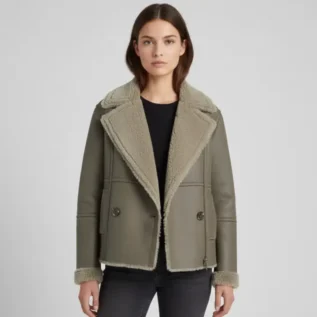 B3 Women Flying Aviator Real Fur Leather Bomber Jacket front