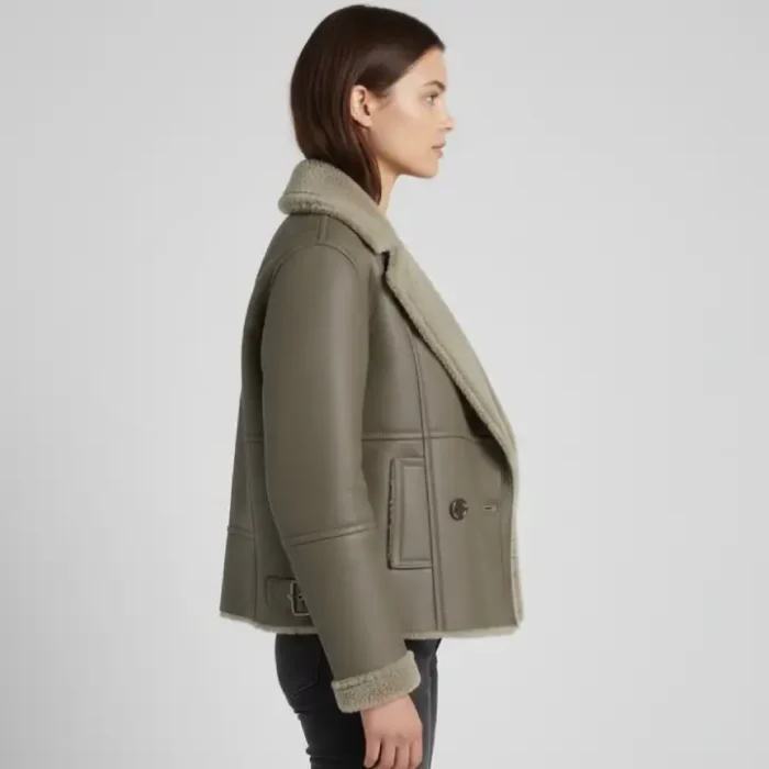 B3 Women Flying Aviator Real Fur Leather Bomber Jacket side B3 Women Flying Aviator Real Fur Leather Bomber Jacket side