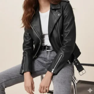 Balfern Leather Biker Jacket front