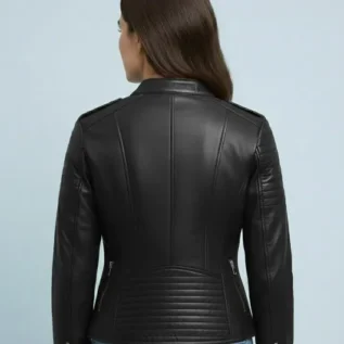 Biker - Women's Motorcycle Leather Jacket back