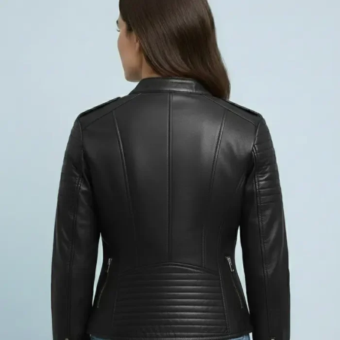 Biker - Women's Motorcycle Leather Jacket back Biker - Women's Motorcycle Leather Jacket back