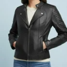 Biker - Women's Motorcycle Leather Jacket front
