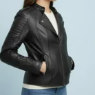 Biker - Women's Motorcycle Leather Jacket side